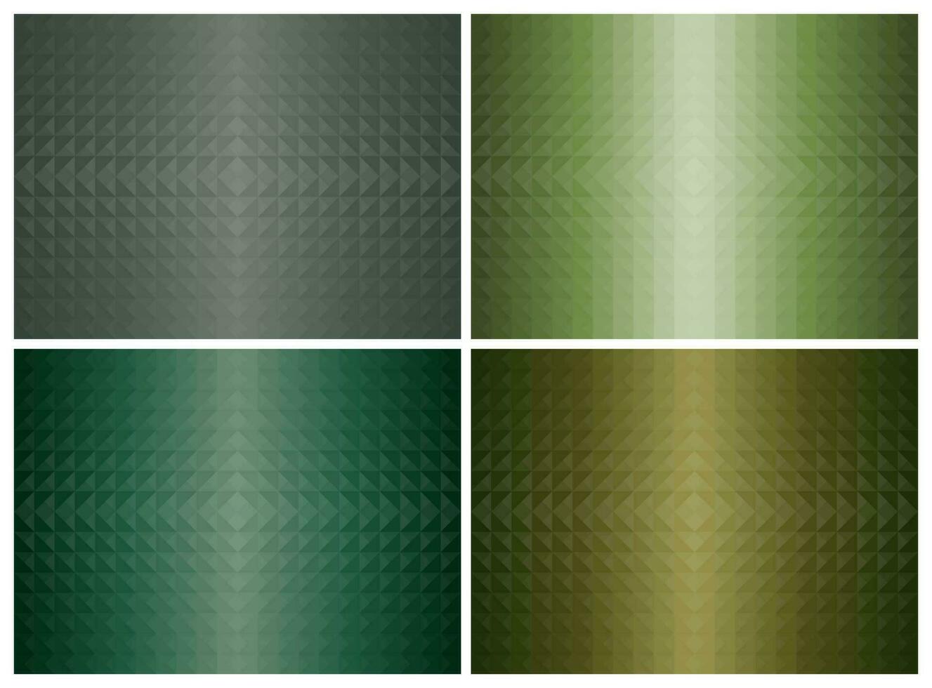 Abstract geometric triangle shape background set, green color earth tone. Cover pattern design. Vector illustration.