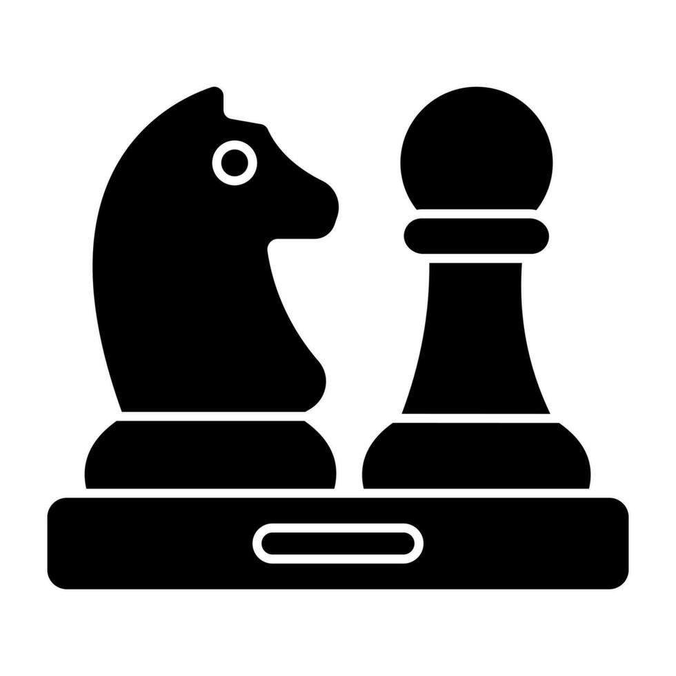 Strategy game icon, solid design of checkmates vector