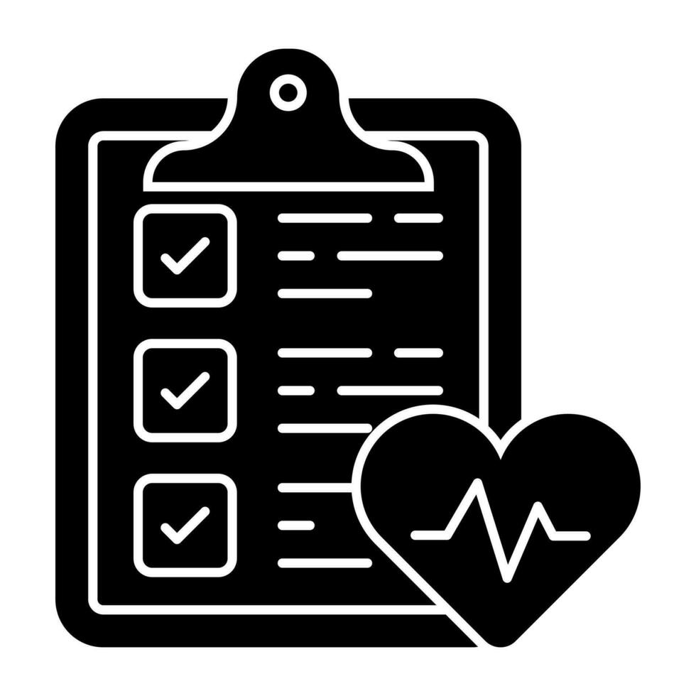 A solid design icon of ecg report vector