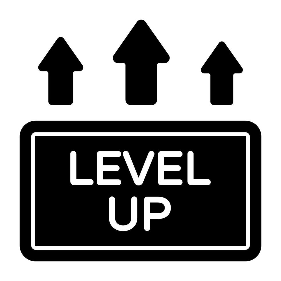 A solid design icon of mobile game level up vector