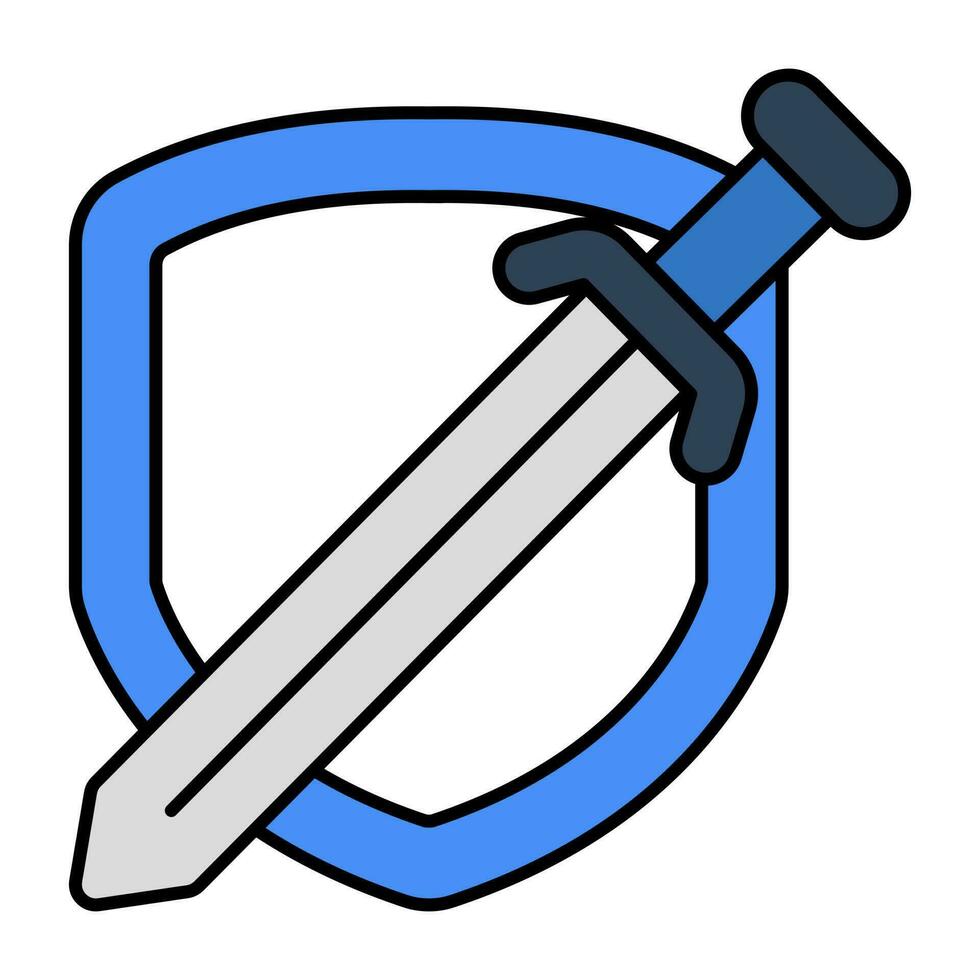 A flat design, icon of sword shield vector
