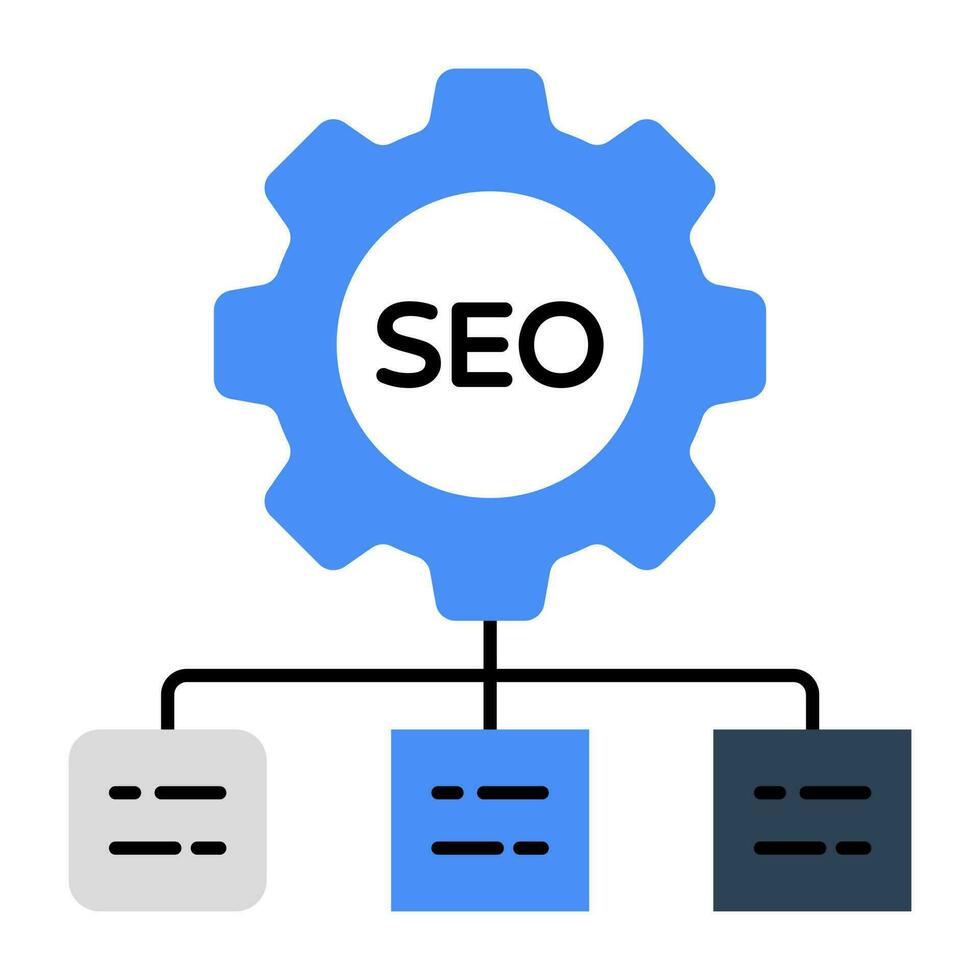 conceptual plano diseño icono de seo ajuste vector