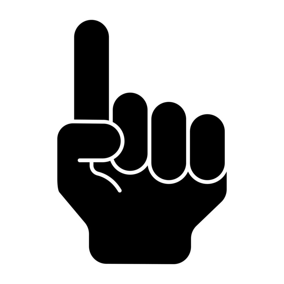 Conceptual solid design icon of pointing finger vector