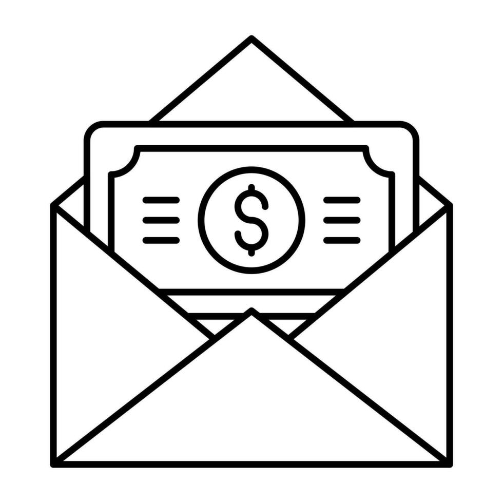 Money envelope icon in linear design vector