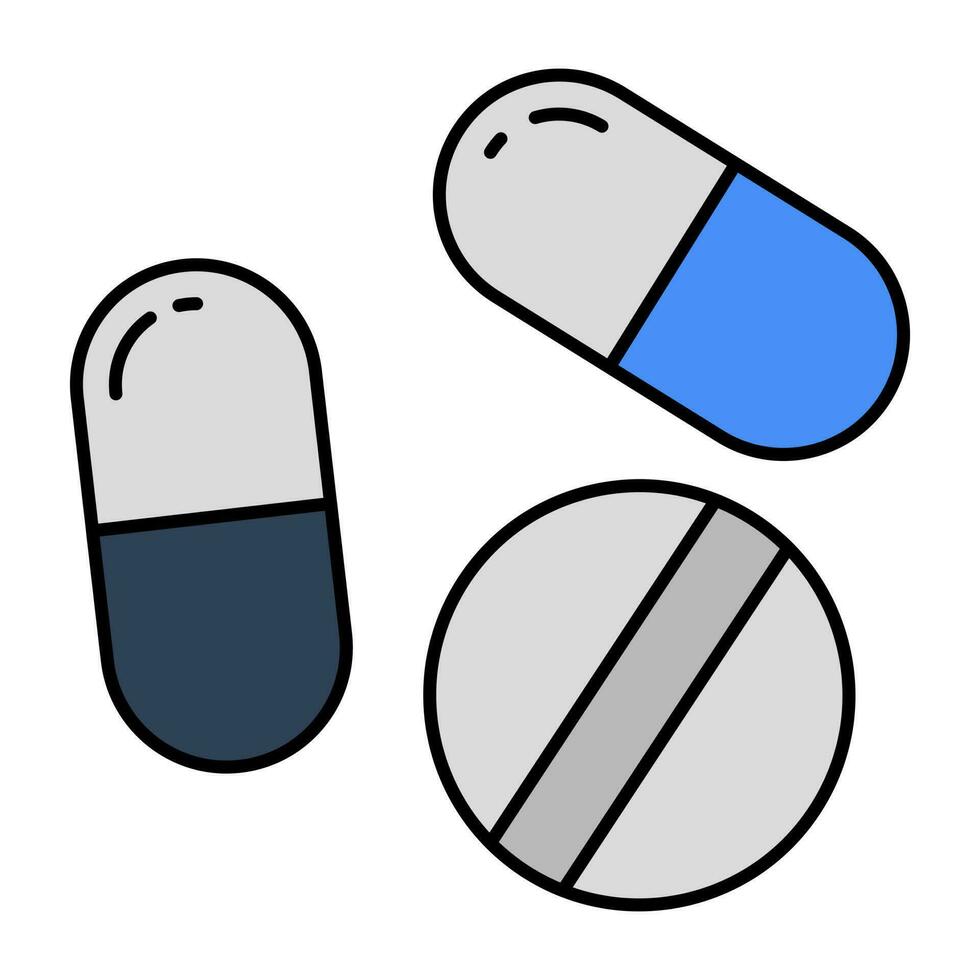 An editable design icon of pills vector