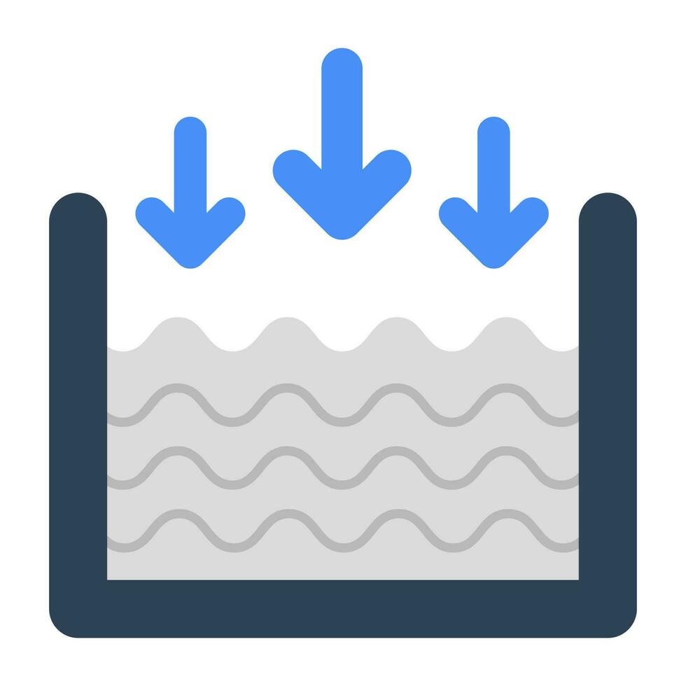 A unique design icon of water level down vector