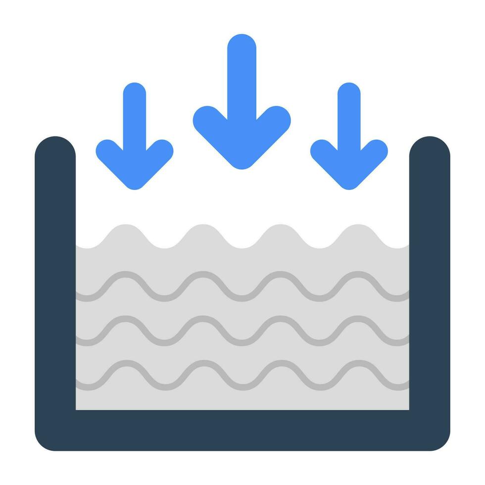 A unique design icon of water level down vector