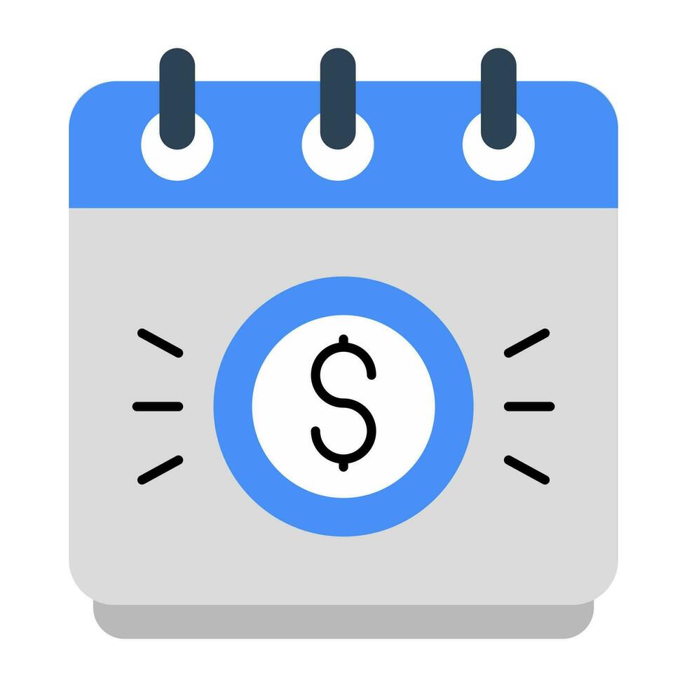 Icon of money with calendar, flat design of payment day vector