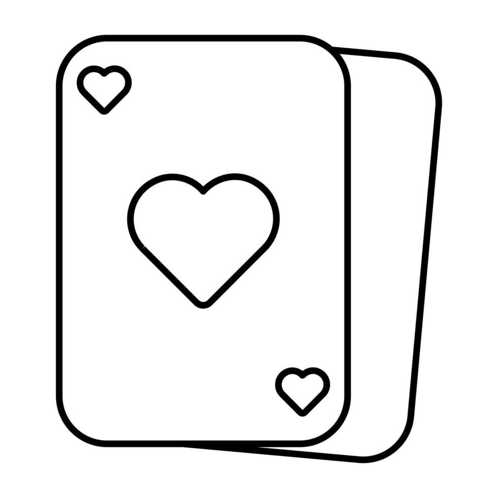 A linear design of poker cards icon vector