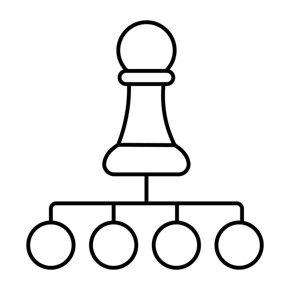 Strategy game icon, linear design of chess rook vector
