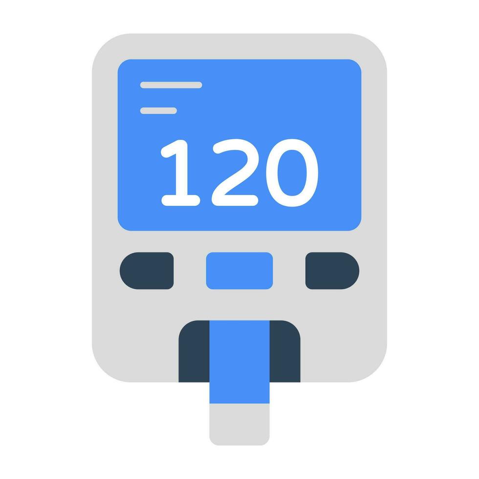 Sugar test machine icon, flat design of glucometer vector