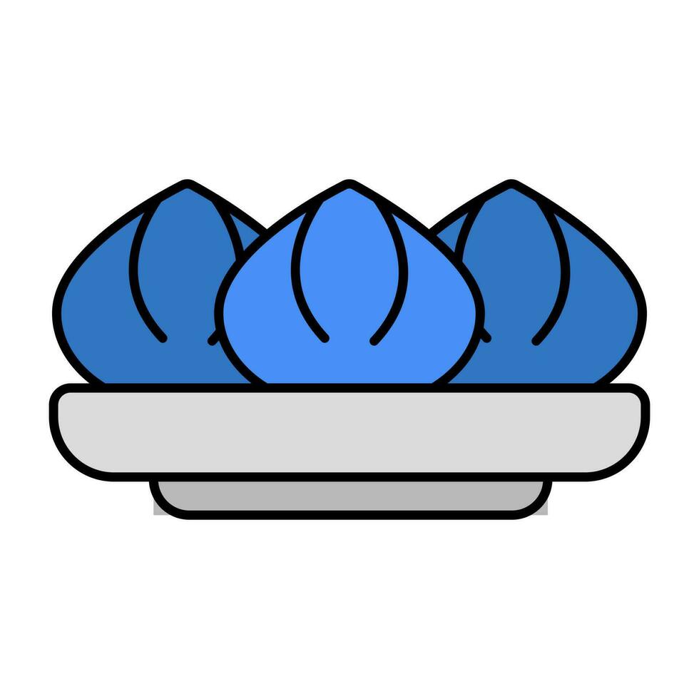 A flat design icon of dumpling vector