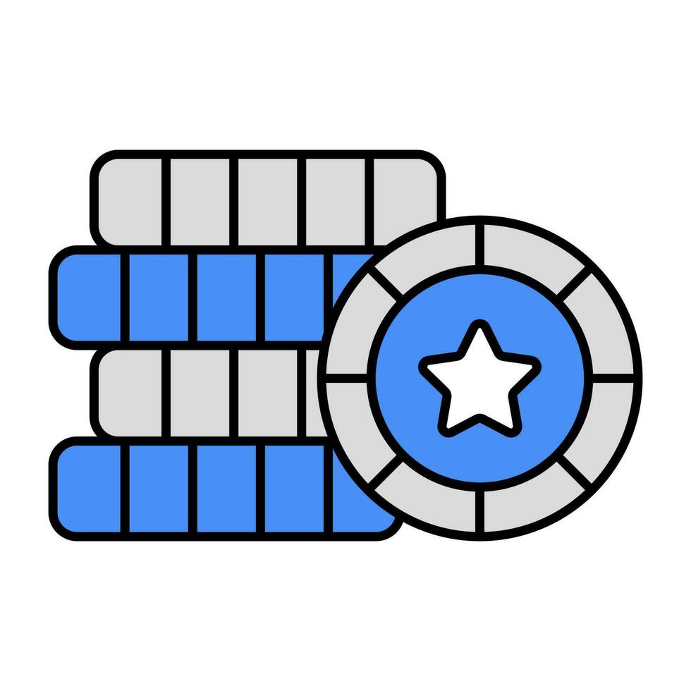 A flat design icon of casino tokens vector