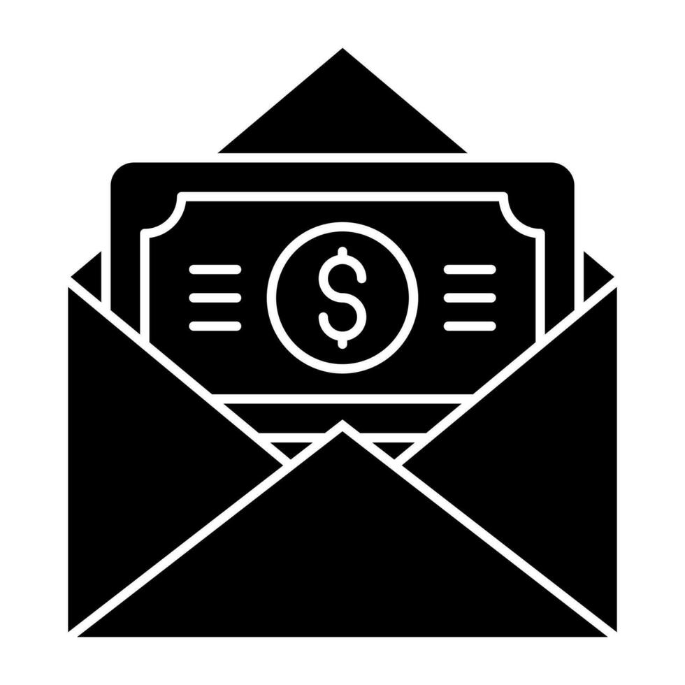 Money envelope icon in solid design vector