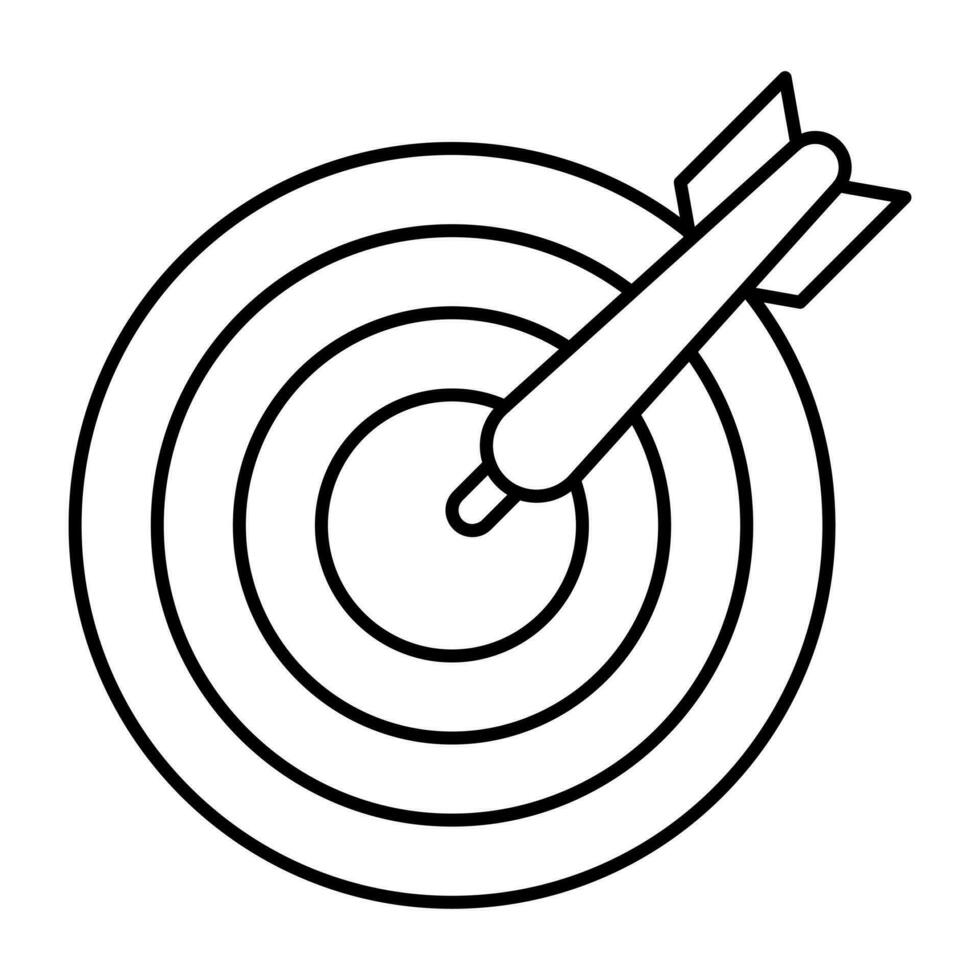 Board with archery arrow showcasing dartboard icon vector
