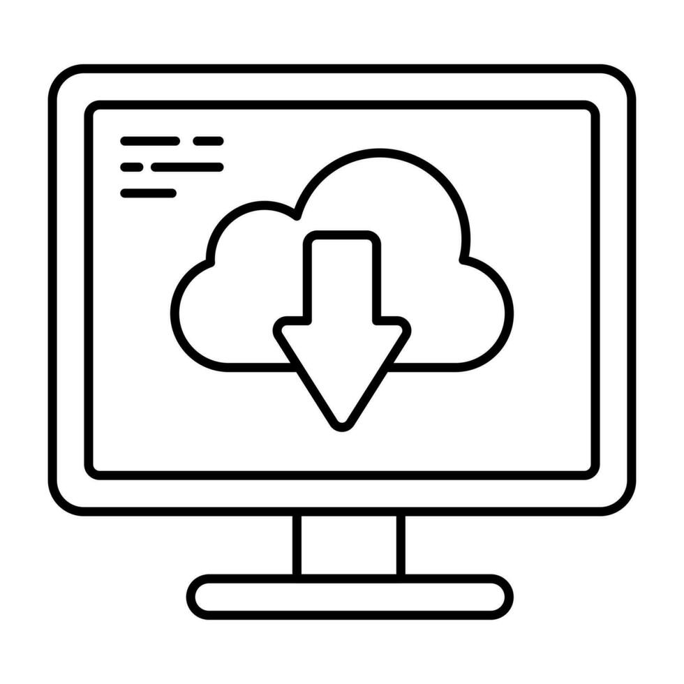 Conceptual line design icon of cloud download vector