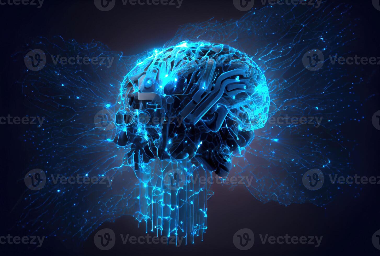 Nervous system in the human brain is powered by artificial intelligence. Business and medical health concept. photo