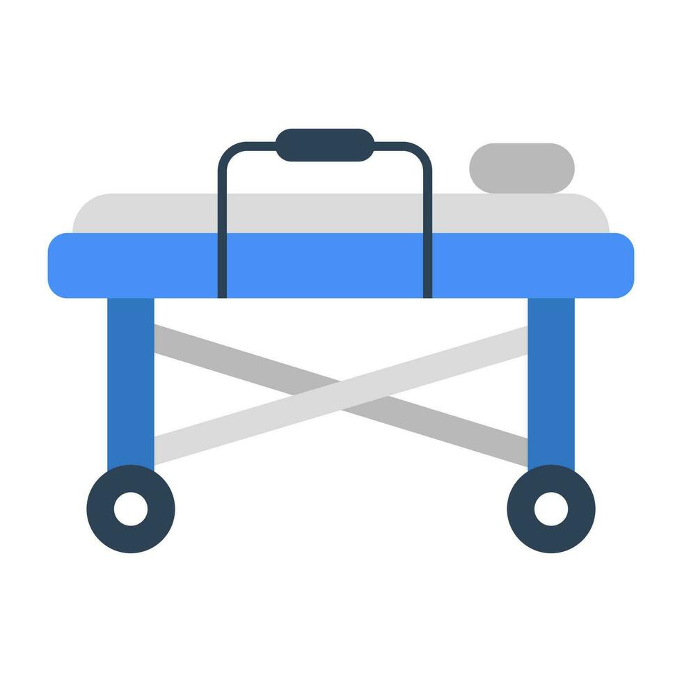 Patient bed icon, flat design of stretcher vector