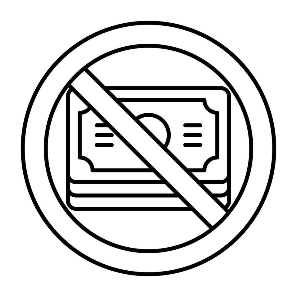 Conceptual linear design icon of no cash vector