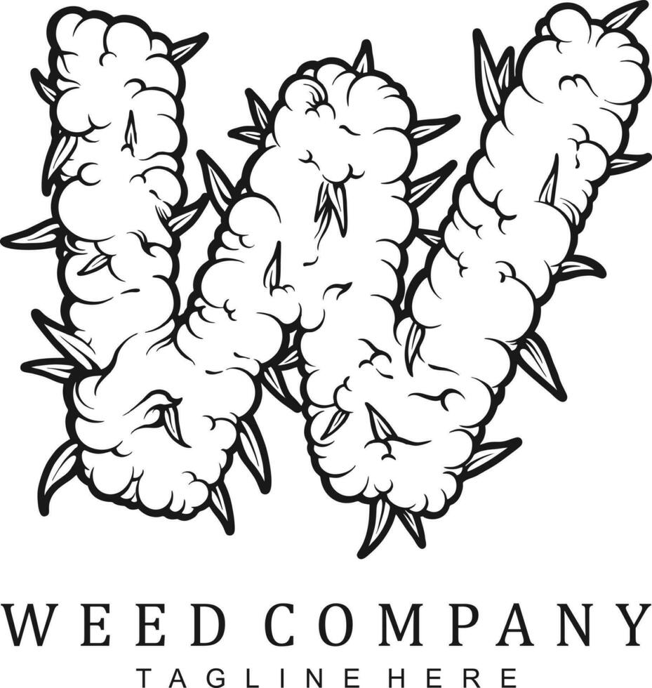 Smoke weed initial d word lettering cannabis leaf logo illustration vector illustrations for your work logo, merchandise t-shirt, stickers and label designs, poster, greeting cards advertising