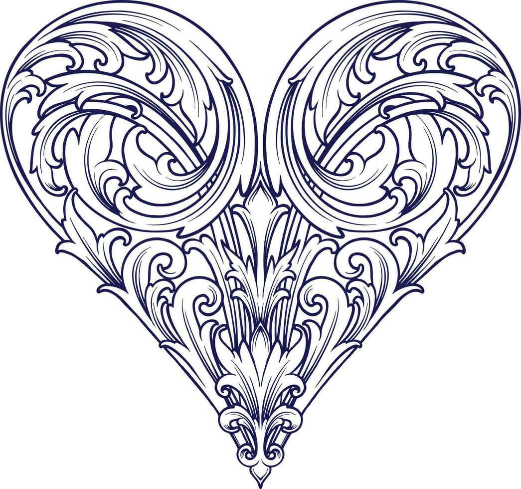 Luxury vintage petals heart flourish engraving ornament silhouettevector illustrations for your work logo, merchandise t-shirt, stickers and label designs, poster, greeting cards advertising business vector