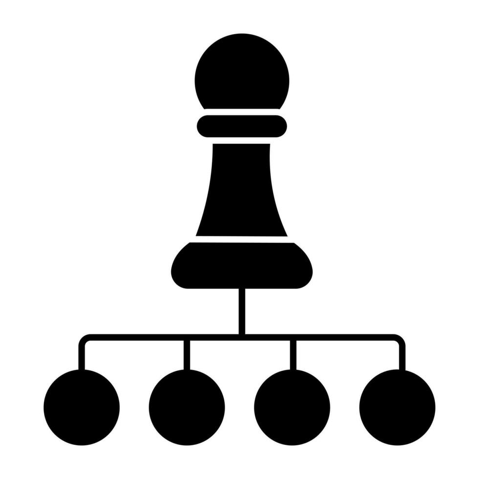 Strategy game icon, solid design of chess rook vector