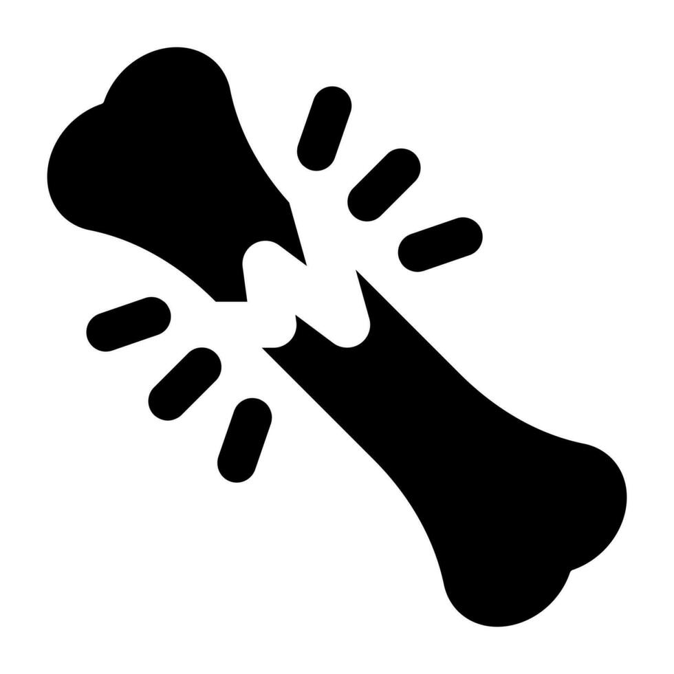 A solid design icon of broken bone vector