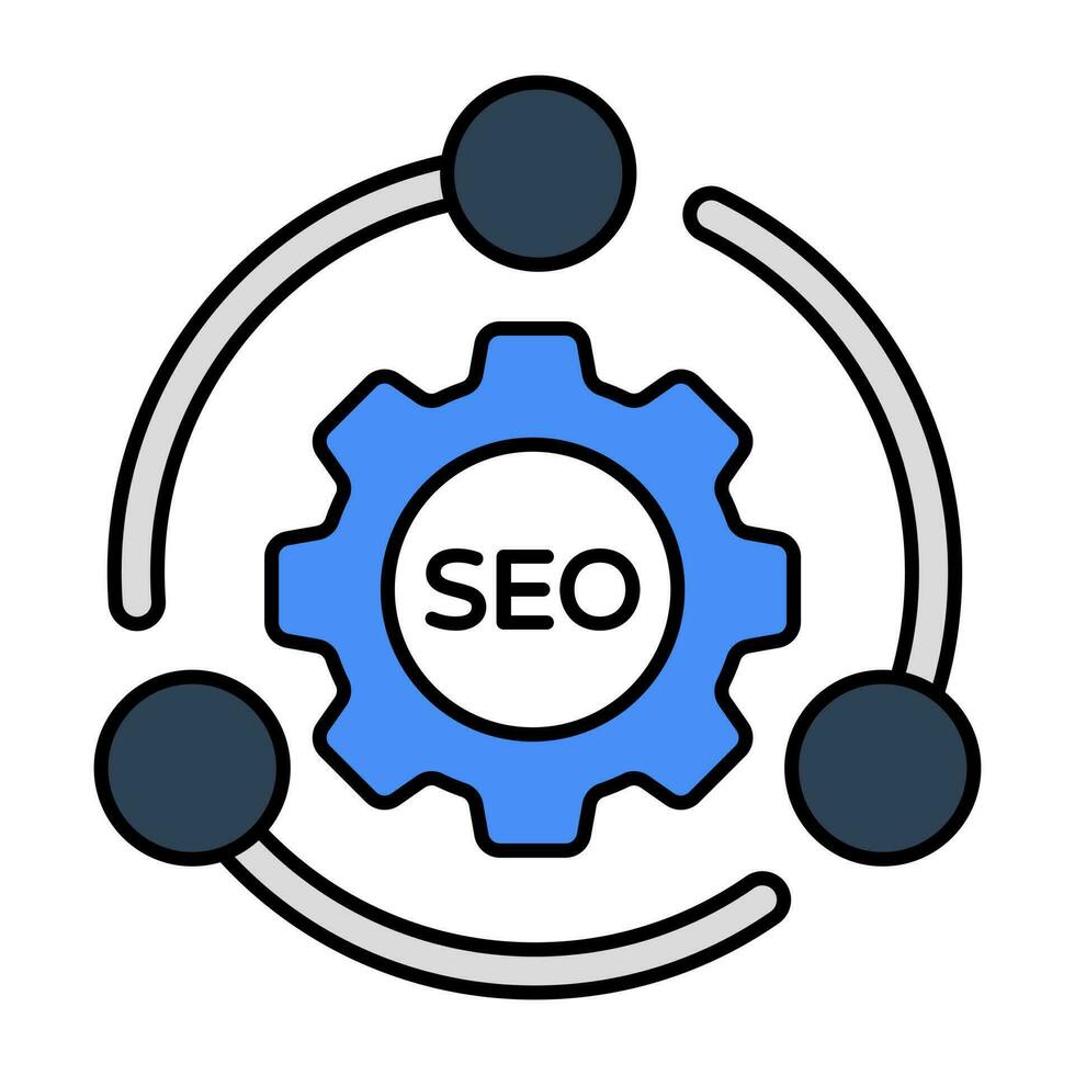 Conceptual flat outline design icon of seo setting vector