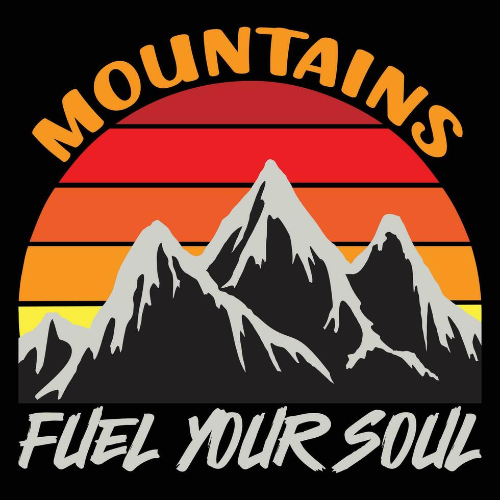 montañas combustible tu alma camiseta diseño vector ilustración