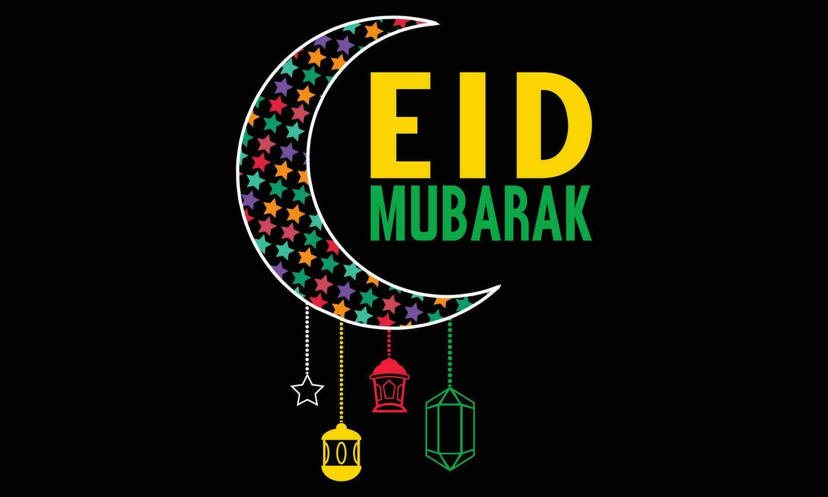 eid Mubarak tipografía y caligrafía. eid ul fitr, eid ul-adha. religioso Días festivos son celebrado por musulmanes mundial. creativo idea, concepto diseño eid mubarak. vistoso vector antecedentes camiseta
