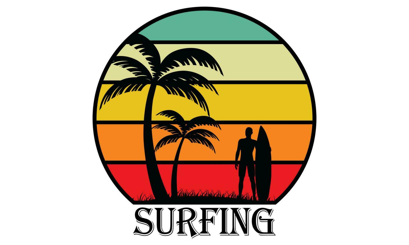 Surfing paradise summer T shirt. Vector illustration design for fashion graphics, prints etc. Beach Shirt, Trip Shirt, Vacation Shirt, Summer Vacation, Summer Vibes Summer tee. Surfing Man, Surf,