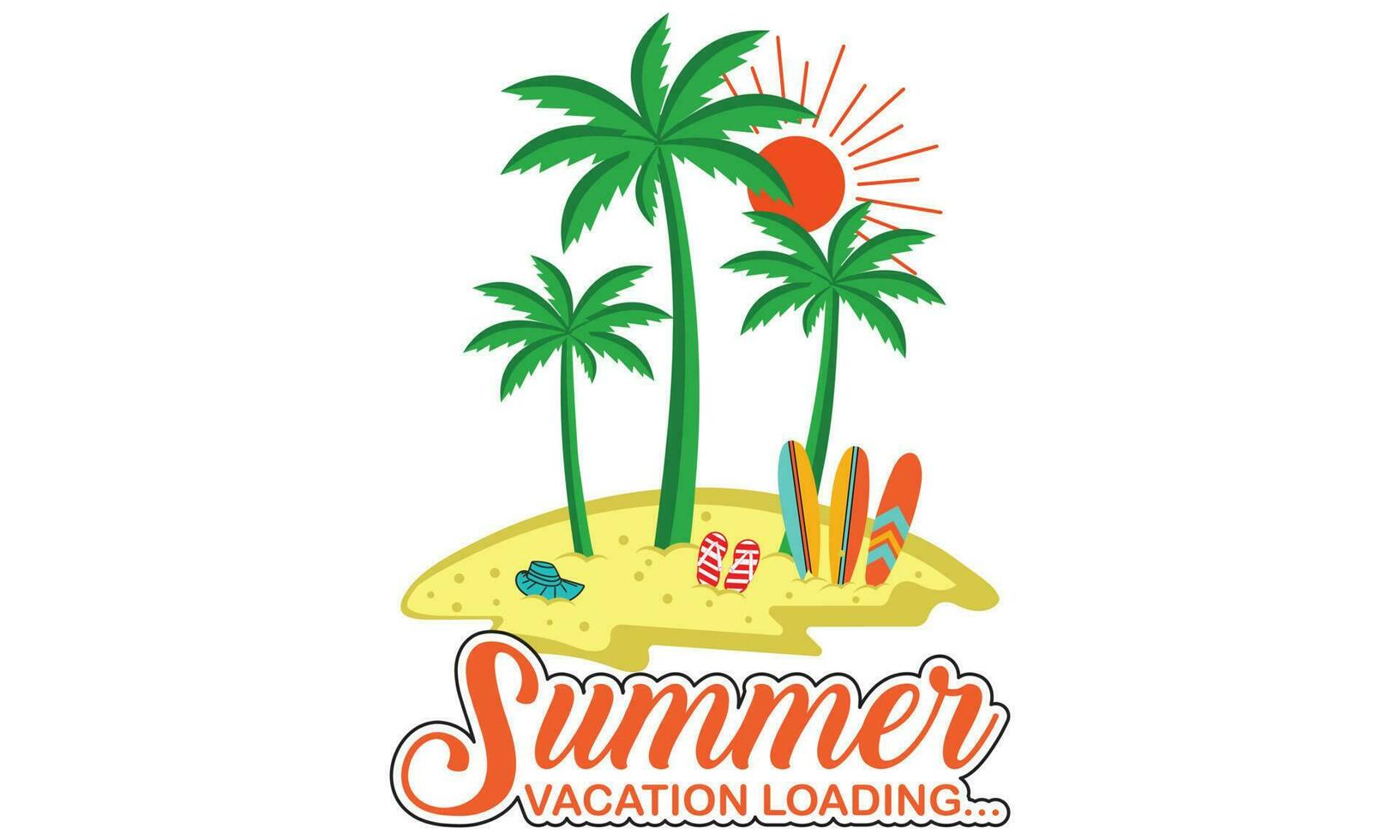 Summer Vacation Loading T-shirt Design Vector, Summer beach Sunshine Vector Print Design Artwork, Take Me To The Sunshine, Beach Paradise Print T-shirt Graphics Design, typography Slogan On Palm Tree