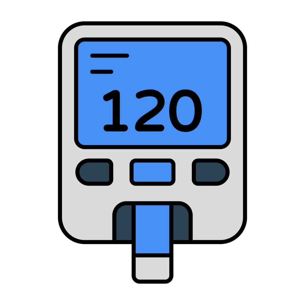 Sugar test machine icon, flat design of glucometer vector