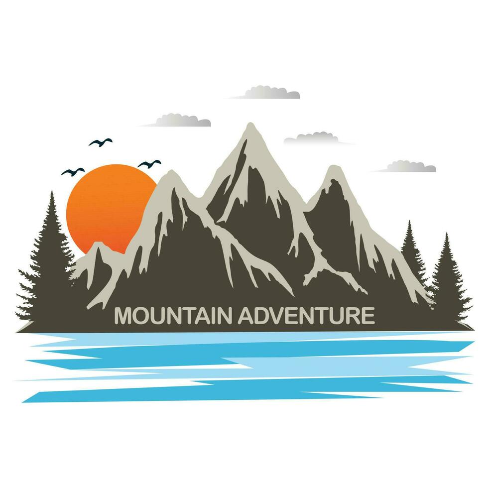 ilustración de vector de diseño de camiseta de aventura de montaña