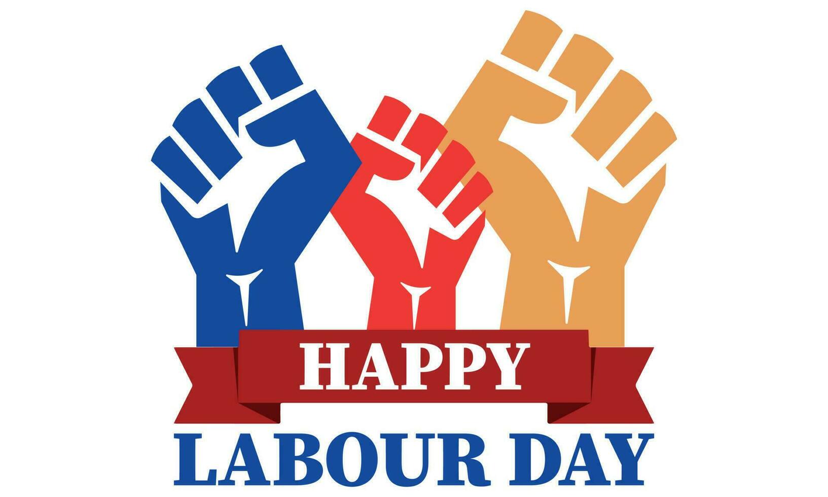 Happy Labour Day T-shirt Design Vector Illustration. Vector Happy Labour Day Poster Or Banner With Clenched Fist. Workers Day Poster With Illustration