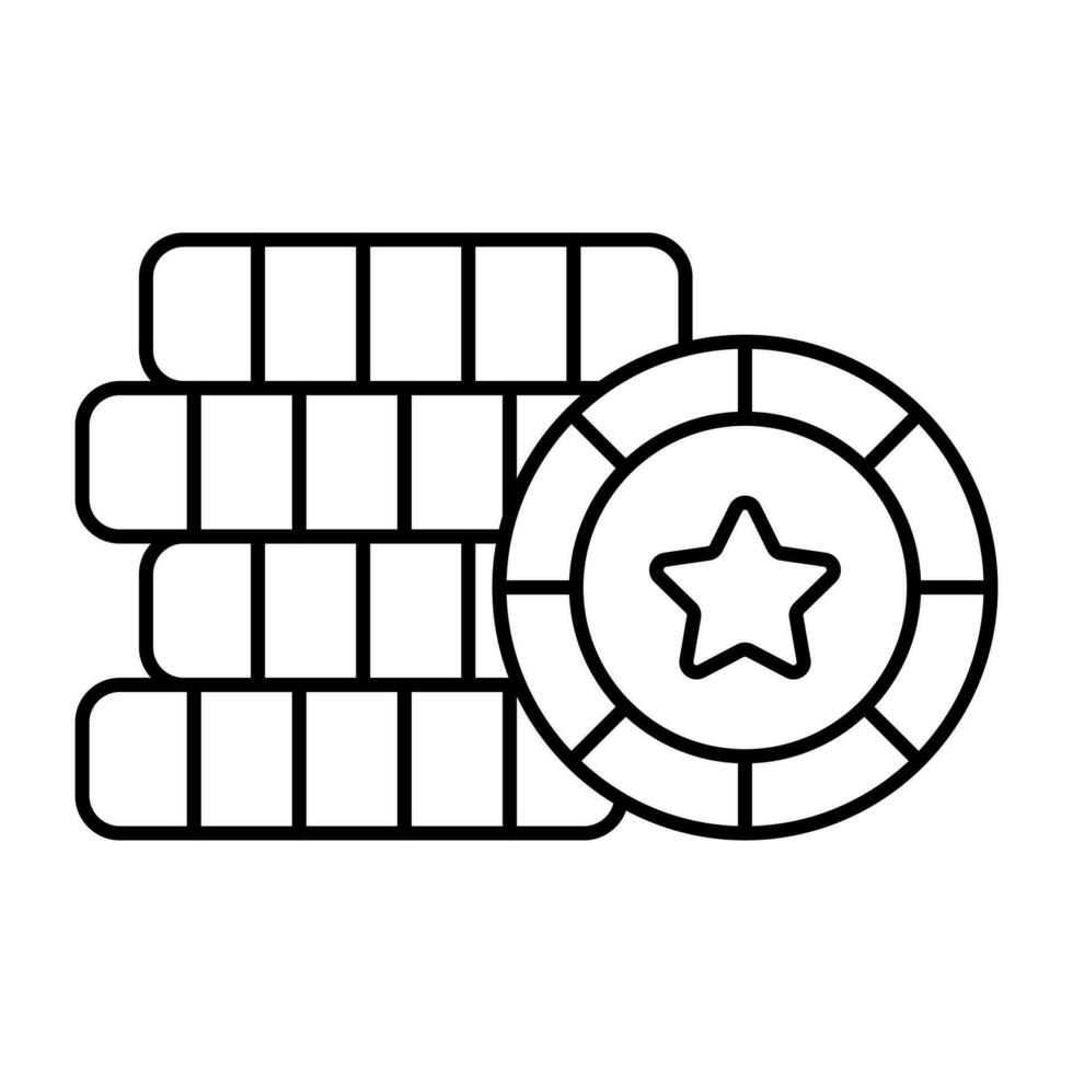 A linear design icon of casino tokens vector