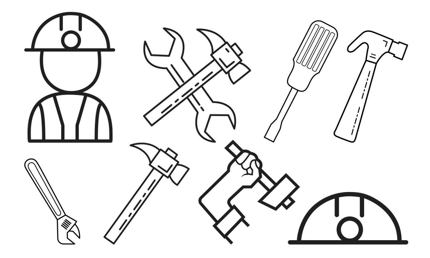 Labour Day Vector With Construction Tools. Vector Illustration For Greetings, Banner, Background, Badge, Symbol, Icon, Logo and Print design. Laboure Day Illustration Design