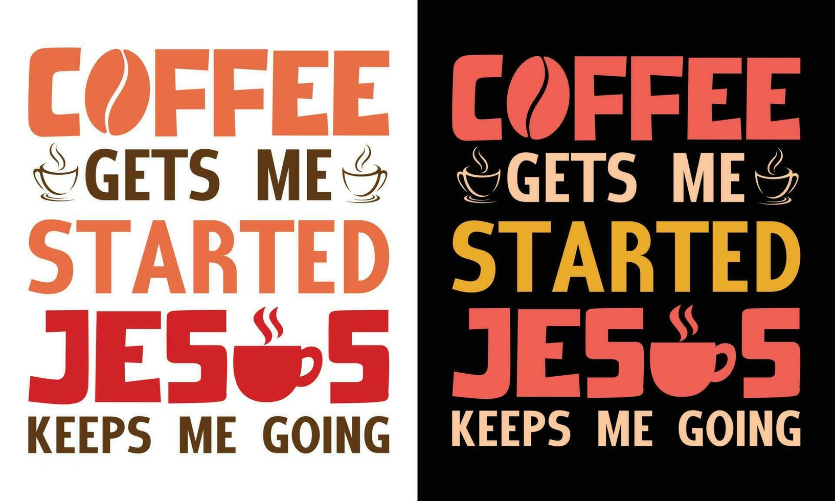 café obtiene yo empezado jusus- café amante tipografía t camisa diseño vector ilustración , tipografía diseño, mano dibujado letras frase, café amantes t camisa diseño impresión Listo eps archivo y jpg