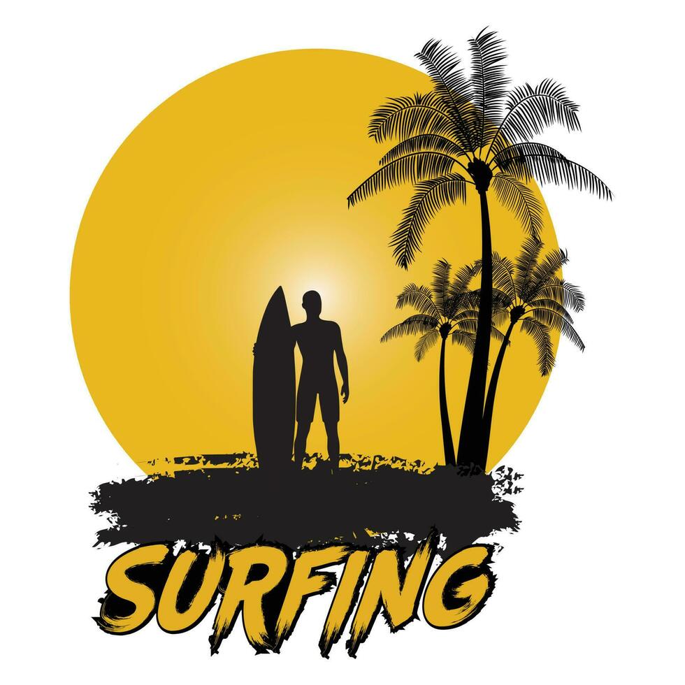Surfing T-shirt Design Vector Illustration