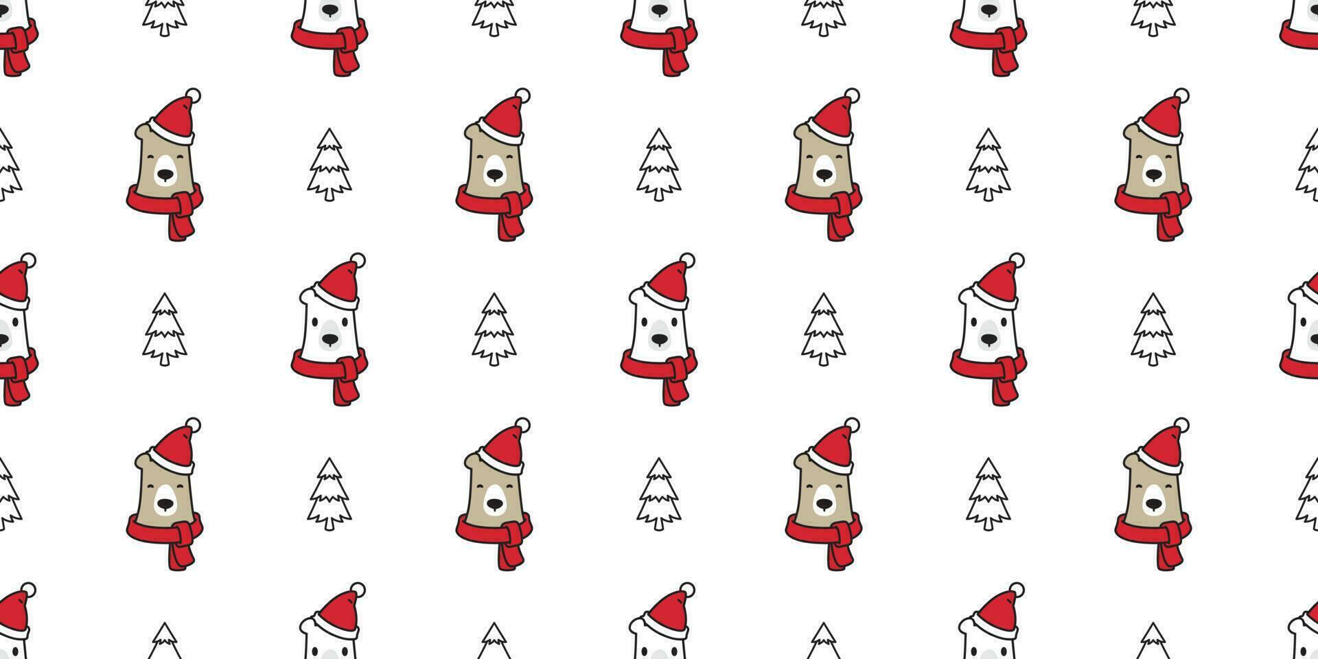 oso sin costura modelo vector Navidad árbol polar oso Papa Noel claus sombrero bufanda aislado dibujos animados ilustración loseta antecedentes repetir fondo de pantalla