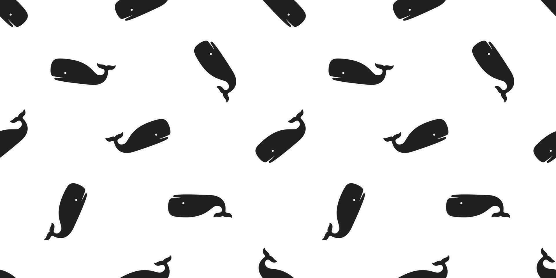 whale Seamless Pattern vector fish dolphin shark tail fin scarf isolated repeat wallpaper tile background cartoon illustration
