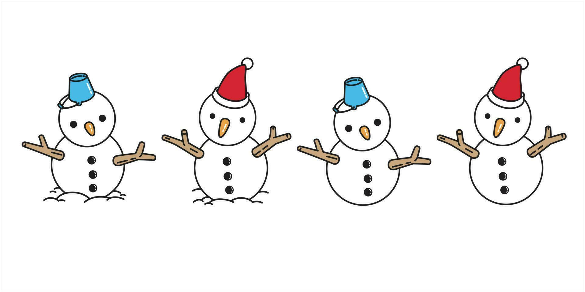 monigote de nieve vector Navidad Papa Noel claus dibujos animados personaje icono ilustración garabatear