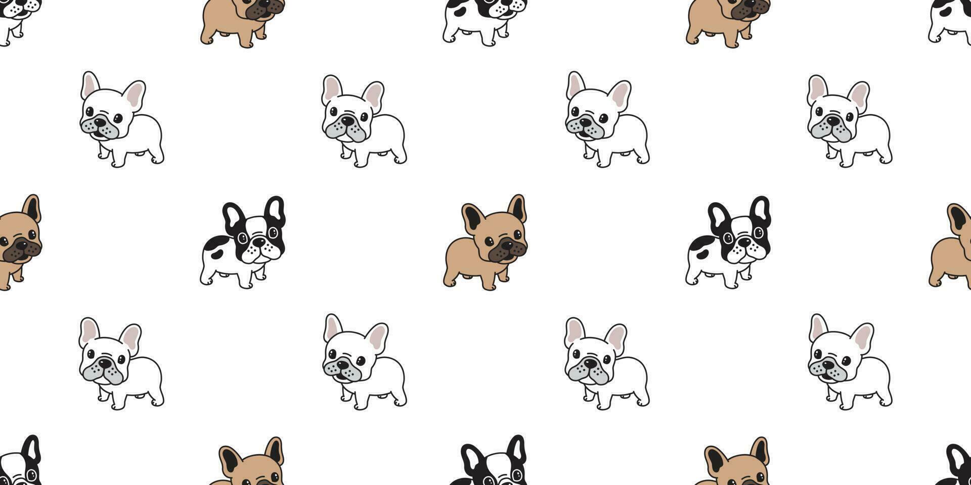 Dog seamless pattern french bulldog vector scarf isolated tile background repeat wallpaper cartoon illustration