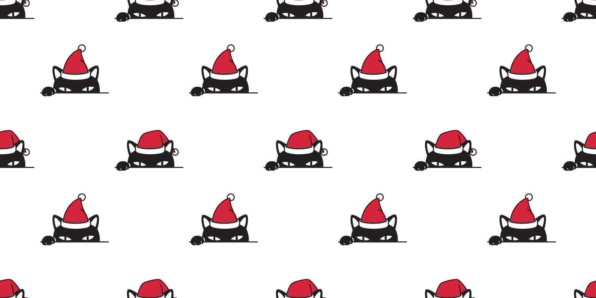 gato sin costura modelo Navidad vector dibujos animados Papa Noel claus sombrero Navidad gatito bufanda aislado loseta antecedentes repetir fondo de pantalla ilustración