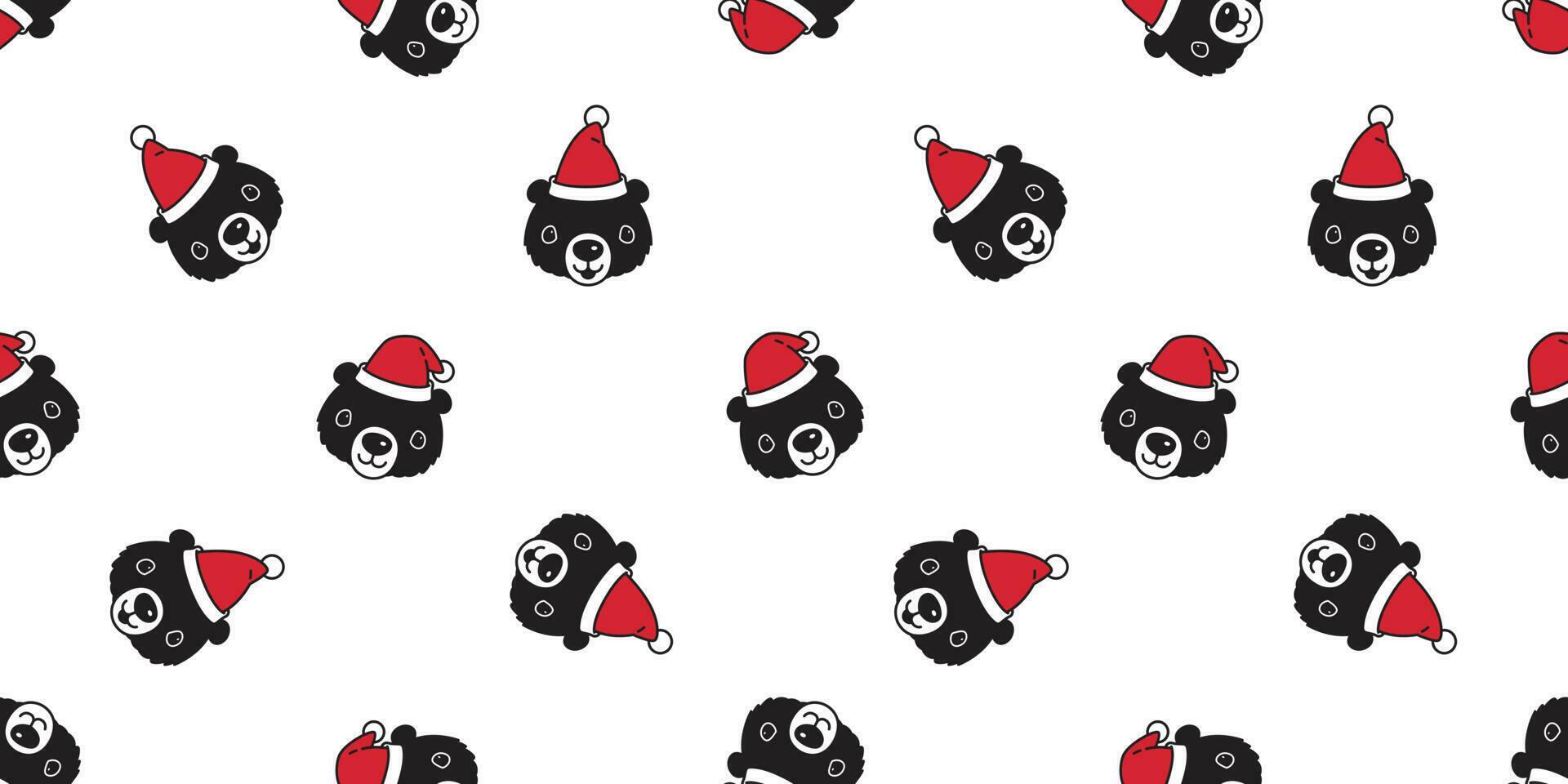 Bear seamless pattern vector Christmas polar bear Santa Claus hat scarf