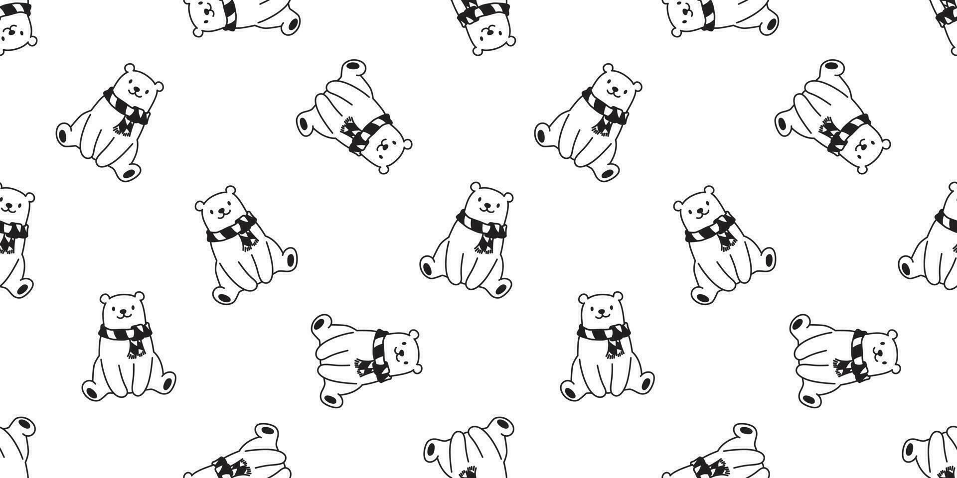 bear seamless pattern polar bear vector scarf isolated panda teddy cartoon background repeat wallpaper