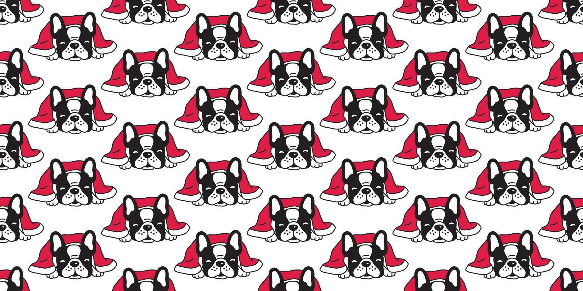 Dog seamless pattern french bulldog vector sleeping blanket Christmas cartoon illustration scarf isolated tile background repeat wallpaper