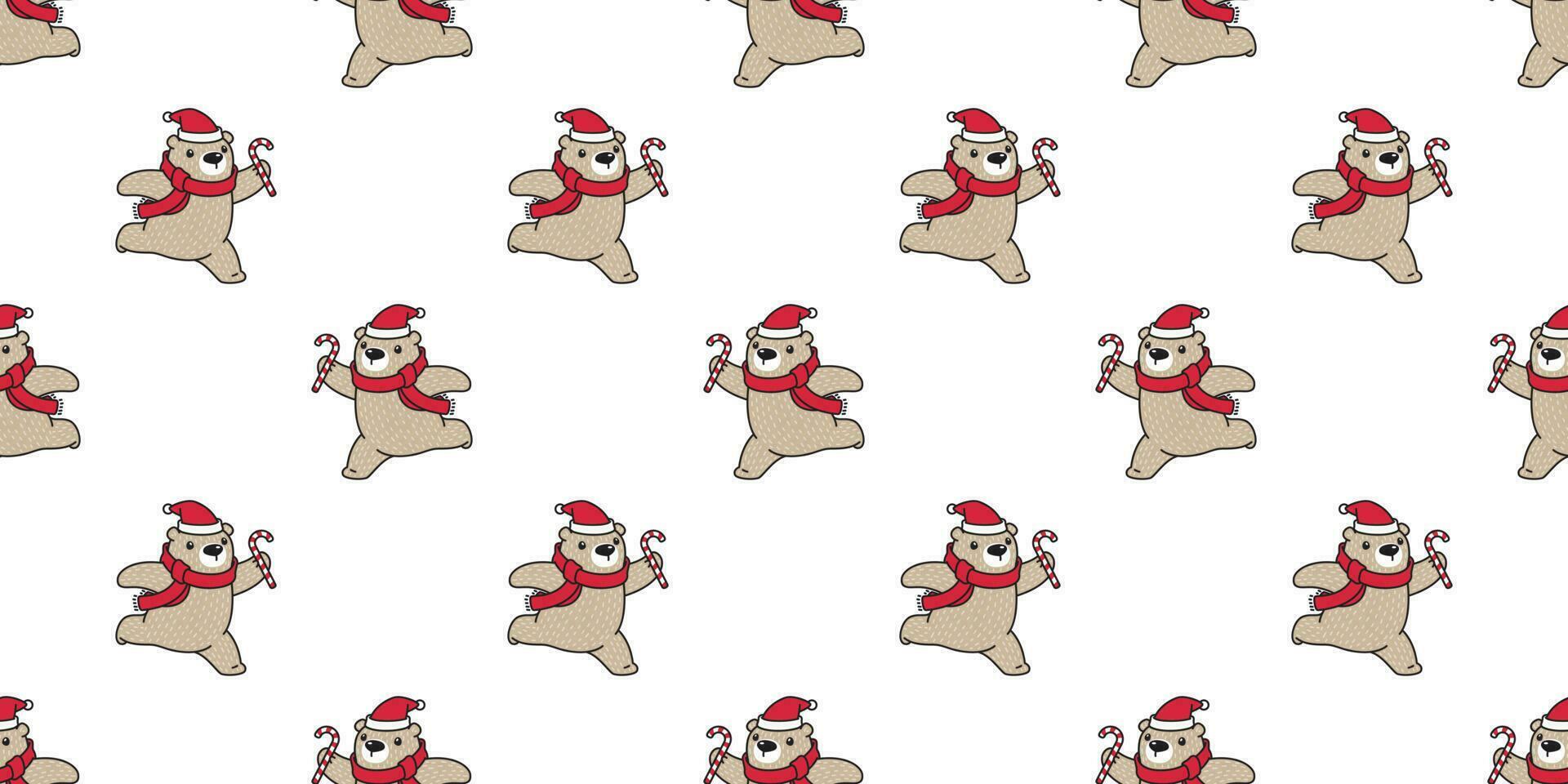 Bear seamless pattern vector Polar Bear Christmas Xmas Santa Claus cartoon scarf isolated tile background repeat wallpaper