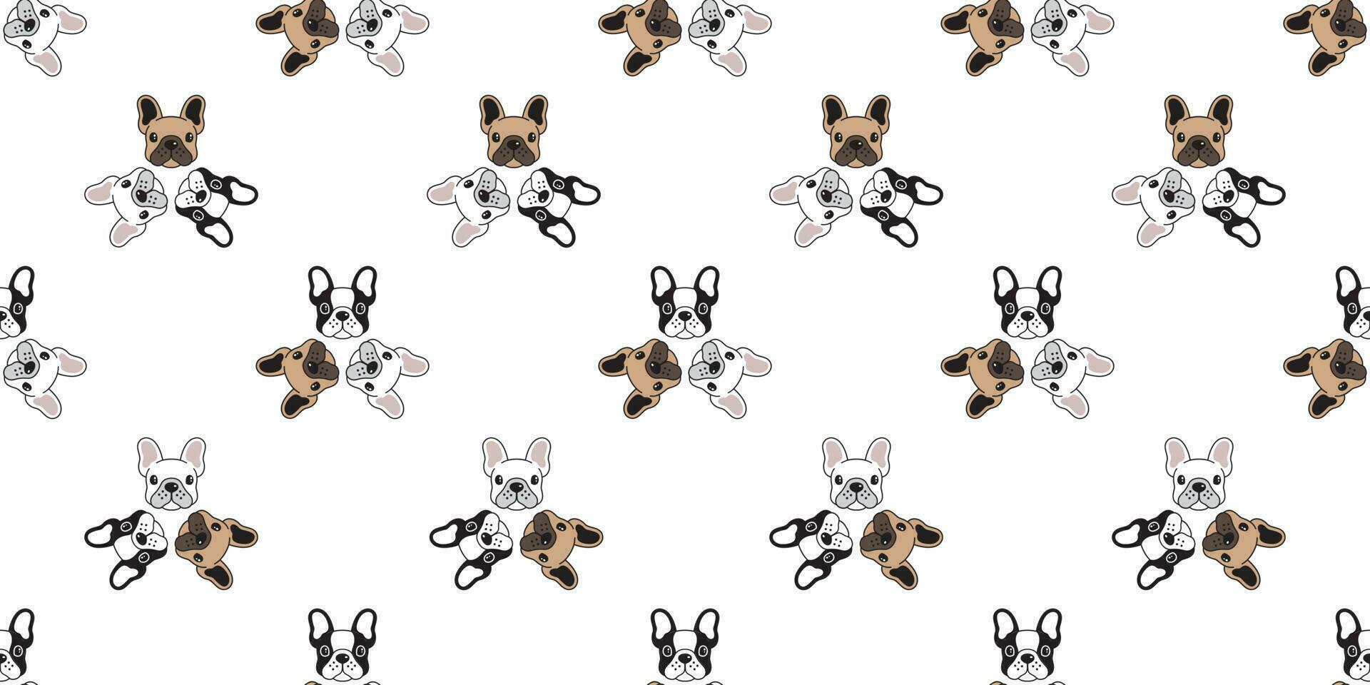 Dog seamless pattern french bulldog vector isolated repeat wallpaper tile background