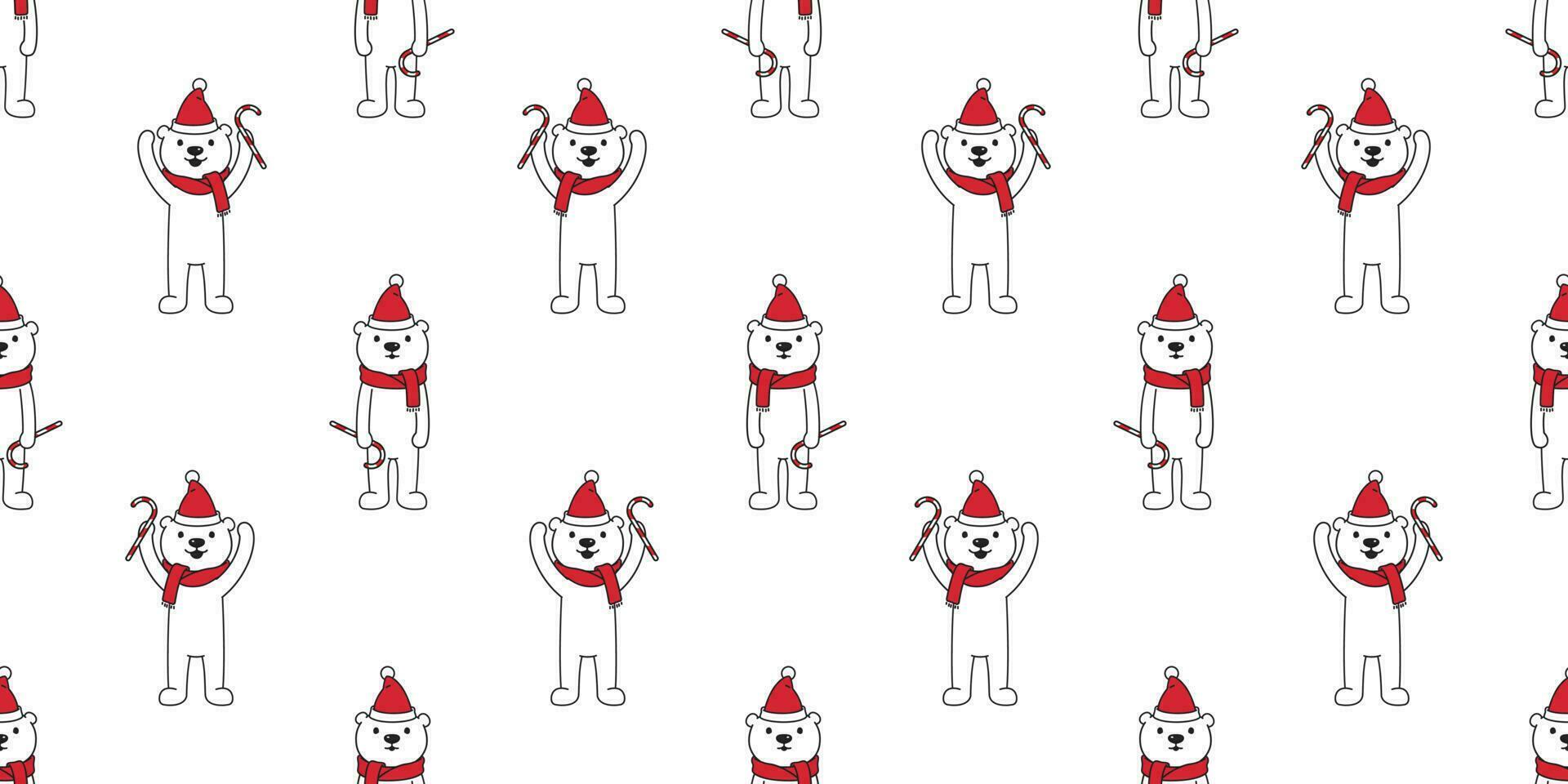 oso sin costura modelo Navidad vector polar oso Navidad Papa Noel claus caramelo caña dibujos animados bufanda aislado loseta antecedentes repetir fondo de pantalla